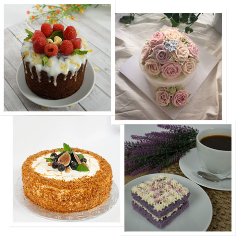 A collage of 4 dessert pictures